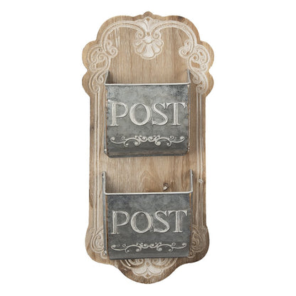 Letter Holder 26x10x53 cm Brown Grey Wood Mail Tray