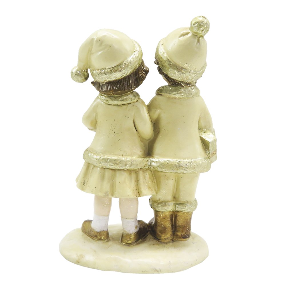 Figurine Children 15 cm Beige Gold Polyresin Christmas Decoration