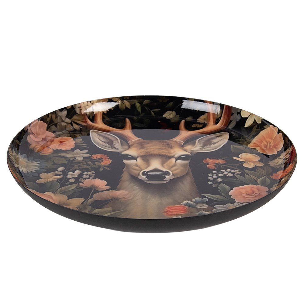 Decoratieschaal Ø 28x3 cm metaal zwart