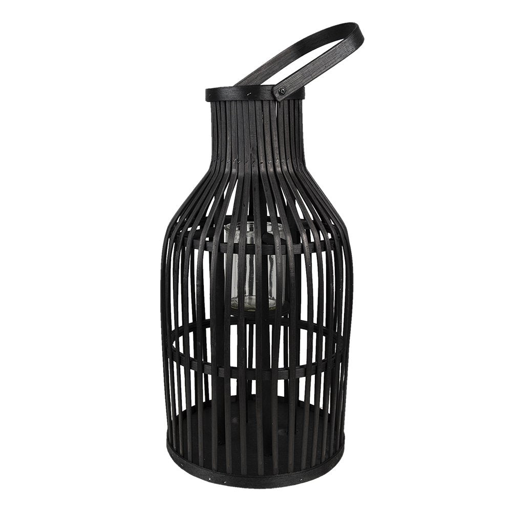 Hurricane Lamp Ø 23x39 cm Black Bamboo Candle Holder