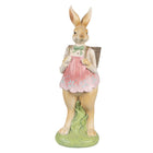 Paasdecoratie konijn 31 cm bruin roze polyresin