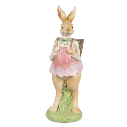 Paasdecoratie konijn 31 cm bruin roze polyresin