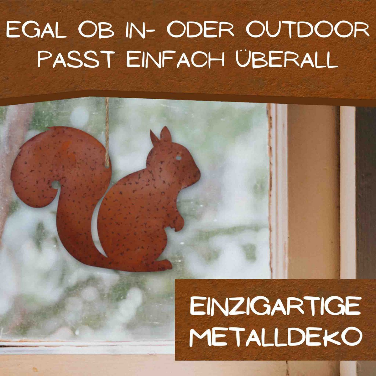 Metalen eekhoorn decoratie roestlook