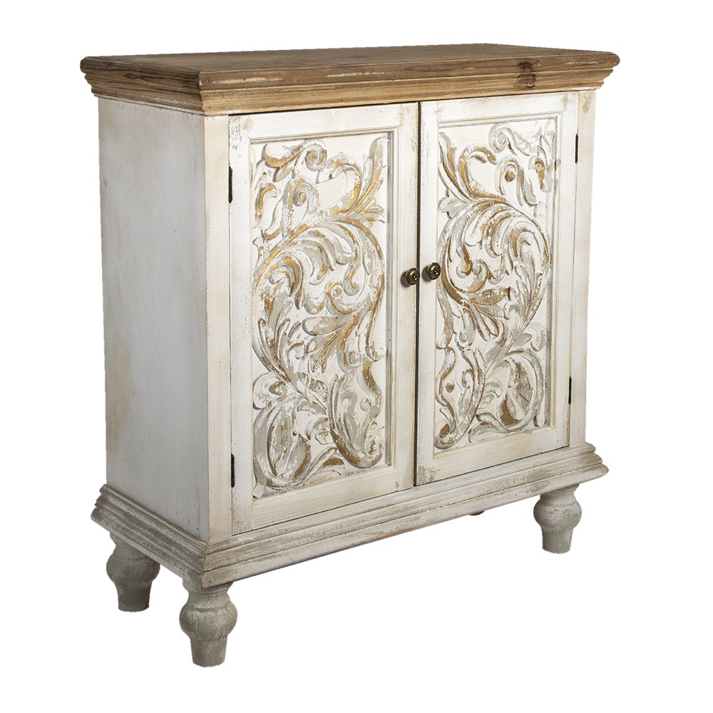 Dressoir 91x38x100 cm wit bruin hout