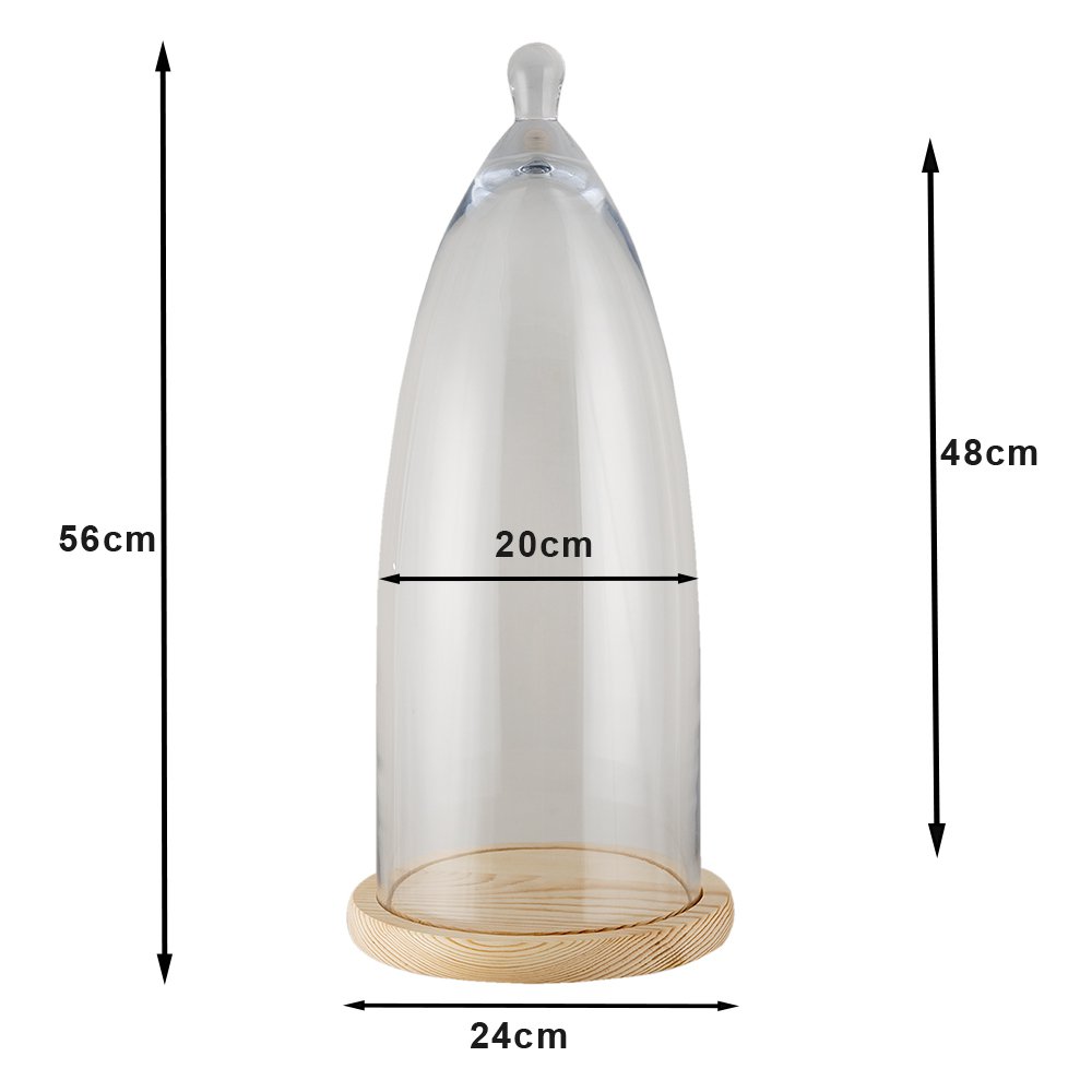 Glazen stolp 24x56 cm hout