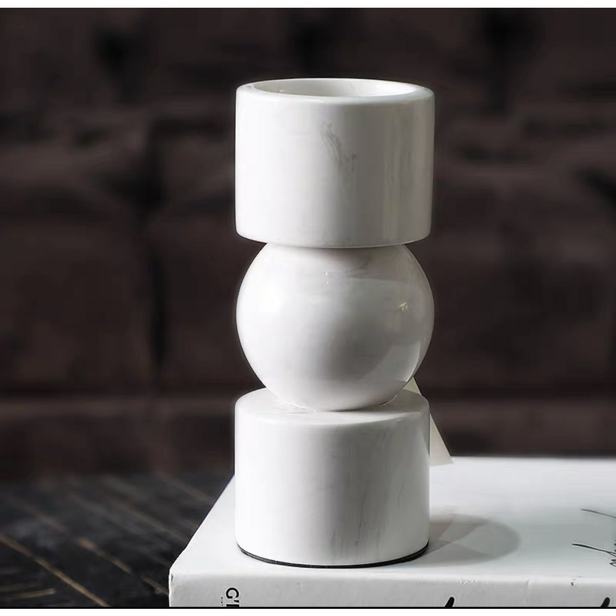 Kandelaar marmer wit 19.5x8x8 cm