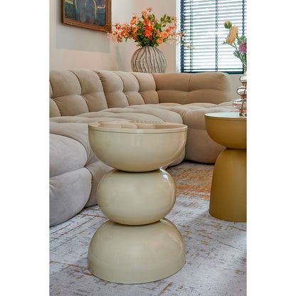 Bijzettafel rond 46x32 cm ijzer beige