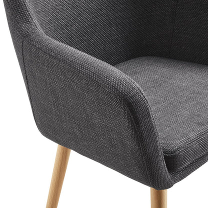 Fauteuil structuurstof donkergrijs massief eikenhout