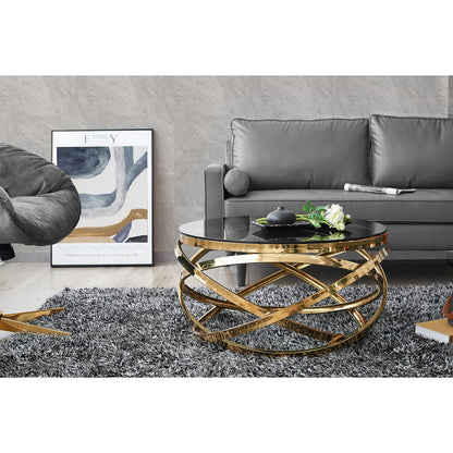 Salontafel Ø 80 cm goud grijs