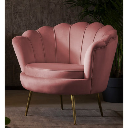 Shell armchair in Rose velvet