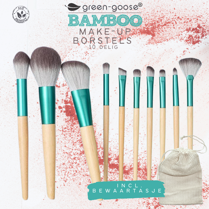 Make-up kwast set 10 stuks bamboe synthetisch
