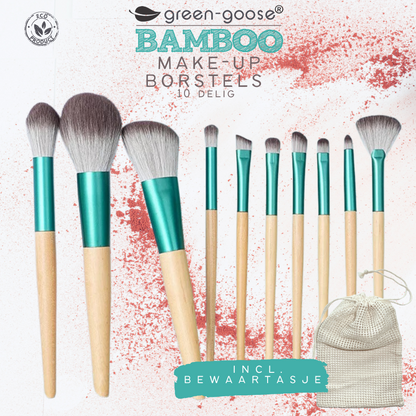 Make-up kwast set 10 stuks bamboe synthetisch
