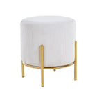 Kruk Ø35x38 cm koordoptiek beige goudkleurig frame