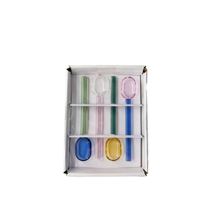 Glazen lepels set van 4 multicolor 19 cm
