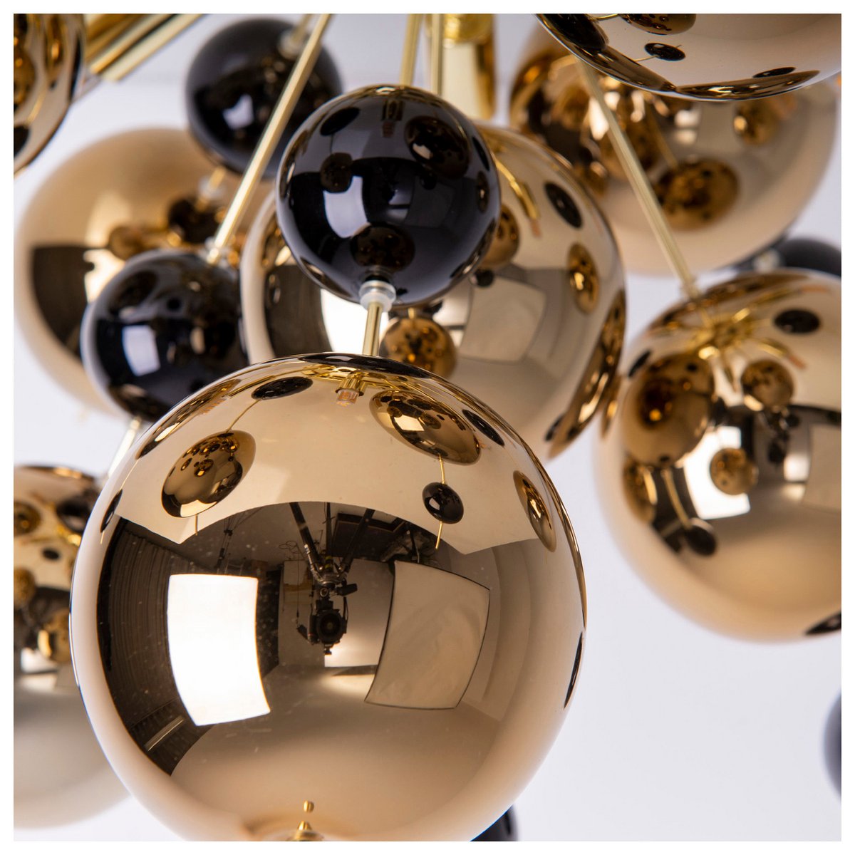 Plafondlamp Explosie Goud Met Glasballen Ø57 Cm G9 Versies