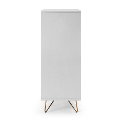 Ladekast 45x40x110 cm wit goud met spiegel