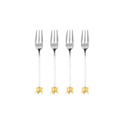 Dessertvorken set van 4 goud roestvrij staal
