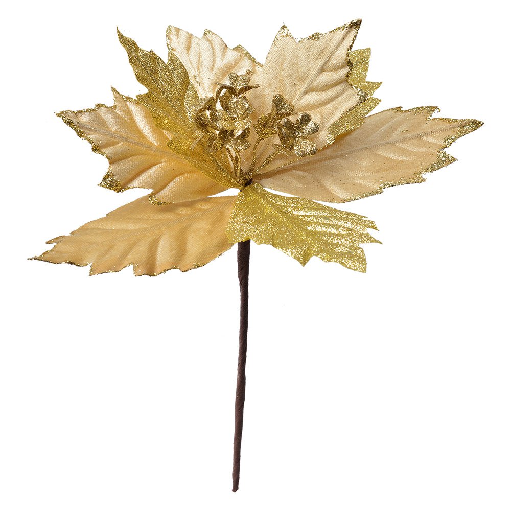 Kunstplant Kerstster Ø 21x25 cm goudkleurig kunststof