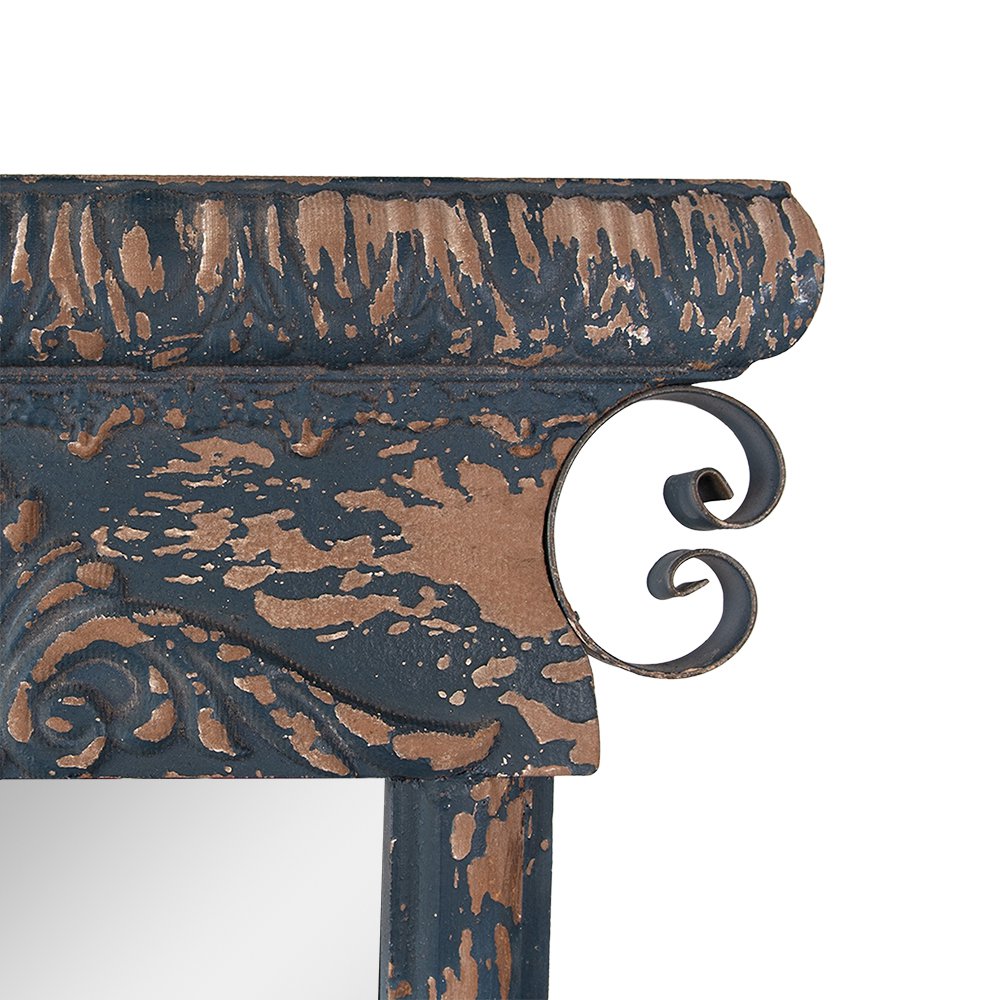 Wandspiegel 45x131 cm blauw bruin hout