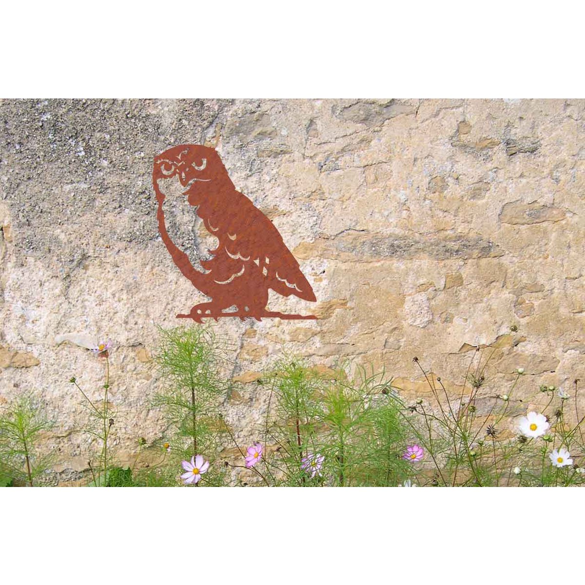 Wanddecoratie uil roestmetaal 40,6x50,9 cm