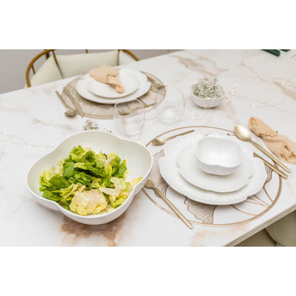 Saladekom 25,5 cm wit porselein bloemvorm