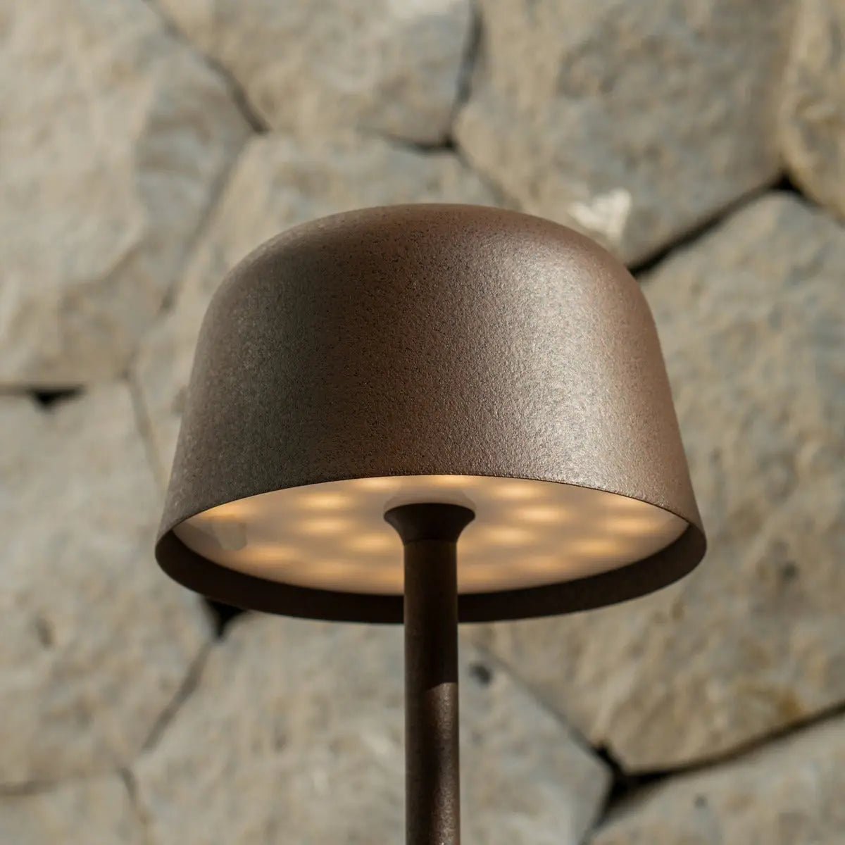 Tafellamp oplaadbaar metaal bruin Ø12x29 cm dimbaar
