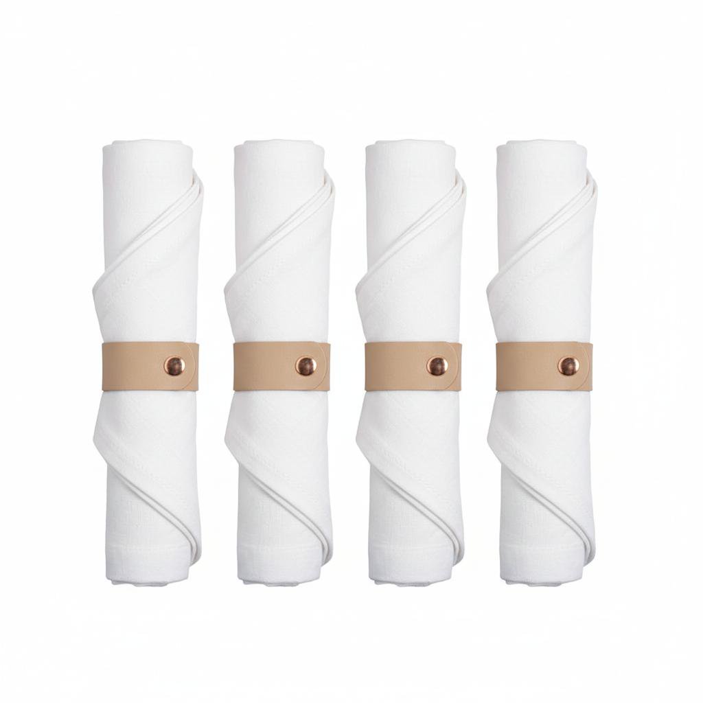Servetringen faux leer beige set van 4