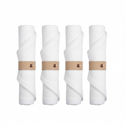 Servetringen faux leer beige set van 4