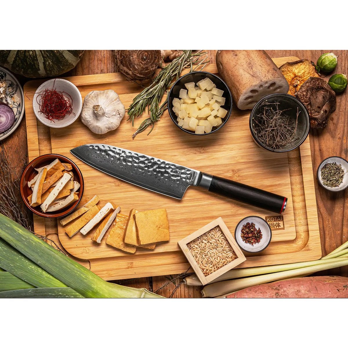 Santoku mes 18 cm Damascus AUS-10 staal
