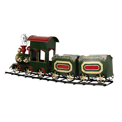 Kerstdecoratie trein 77x15x31 cm groen metaal