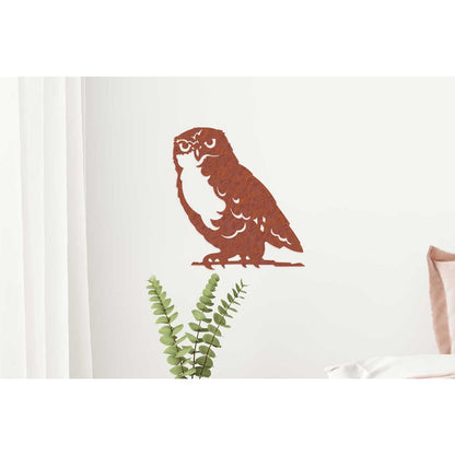 Wanddecoratie uil roestmetaal 40,6x50,9 cm