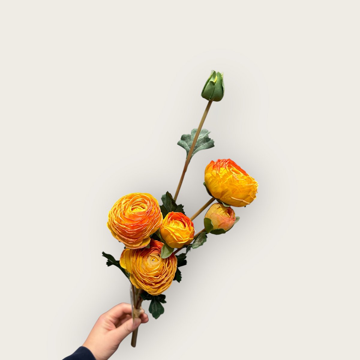 Kunstbloemen boeket ranonkels oranje 55 cm