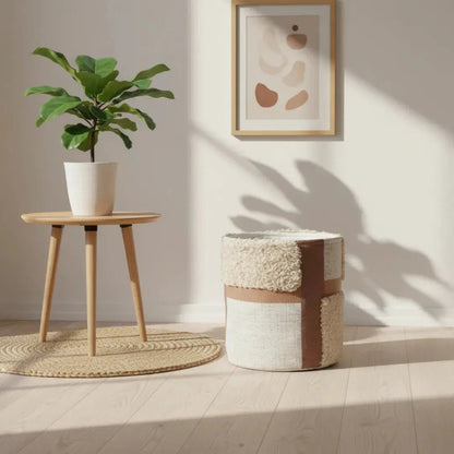 Opbergmand katoen 30x25 cm beige bruin