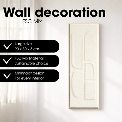 Wanddecoratie 90x30x3 cm off-white plastic