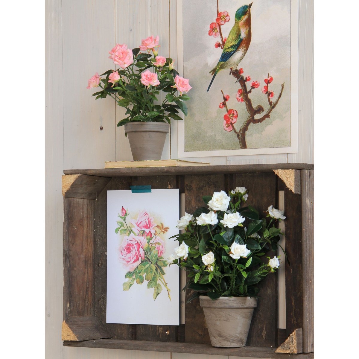 Kunstplant rozenstruik wit 33 cm