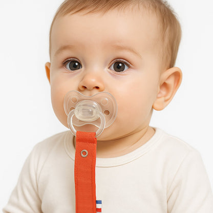 Organic Cotton Pacifier Clip Teddy Strawberry