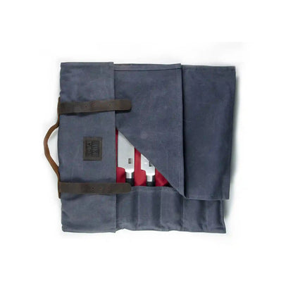 Keukenaccessoires - KOTAI oprolbare zak voor messen - topnerfleder en gewaxt canvas (8 messen + accessoires)