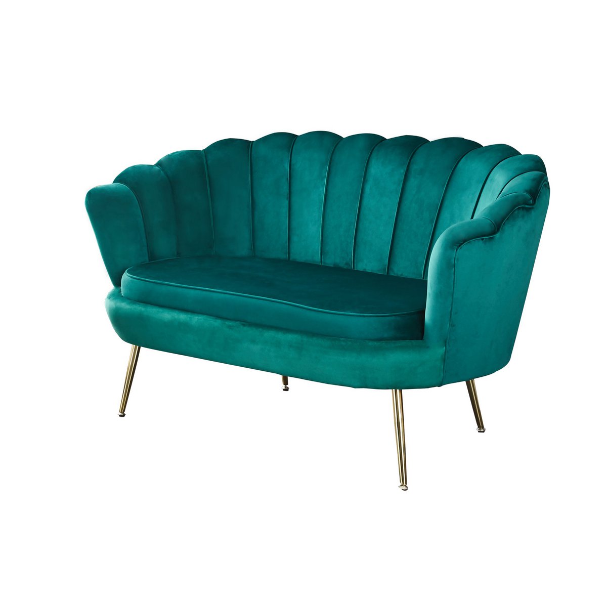 Schelpenbank groen fluweel 136x77x78 cm