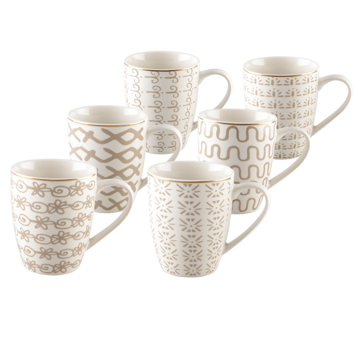 Mokken 350 ml set van 6 beige keramiek