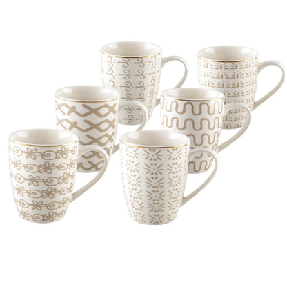 Mokken 350 ml set van 6 beige keramiek