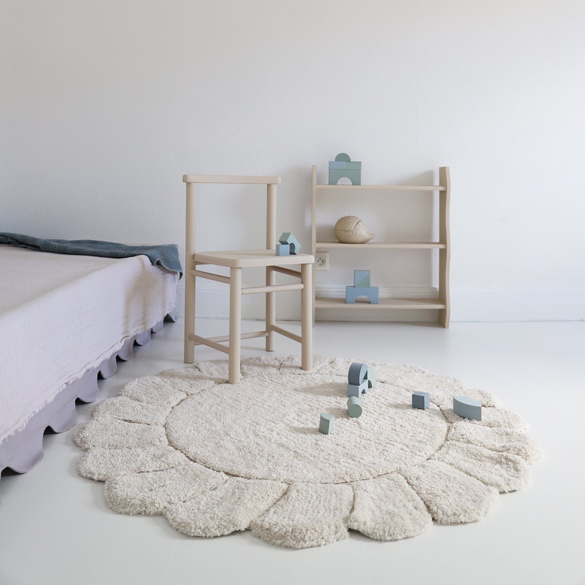 Rond kinderkamertapijt 110 cm katoen ecru