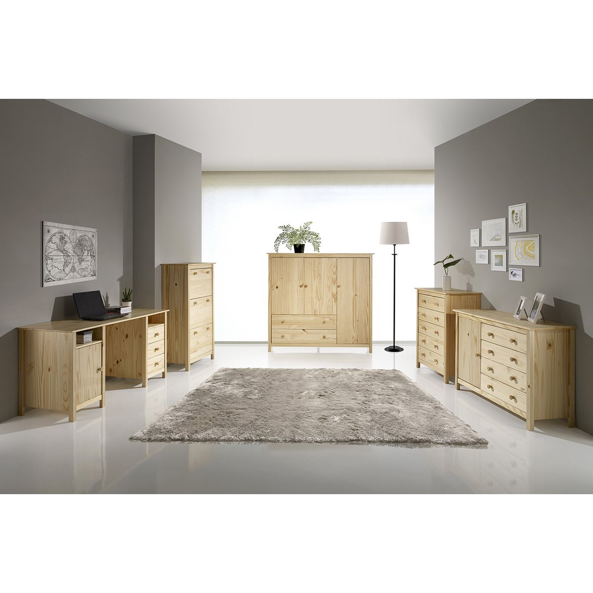 Dressoir massief dennenhout bruin 120x40x80 cm