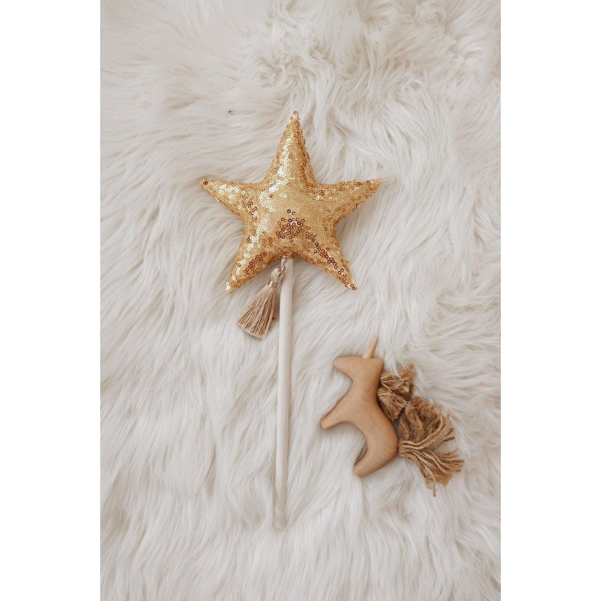 Toverstokje gouden pailletten 35 cm