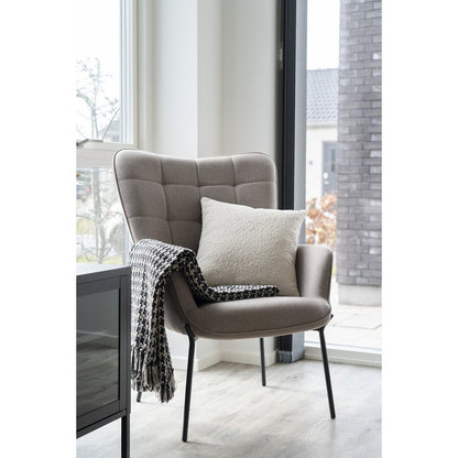 Plaid 130x180 cm zwart beige gerecycled katoen polyester