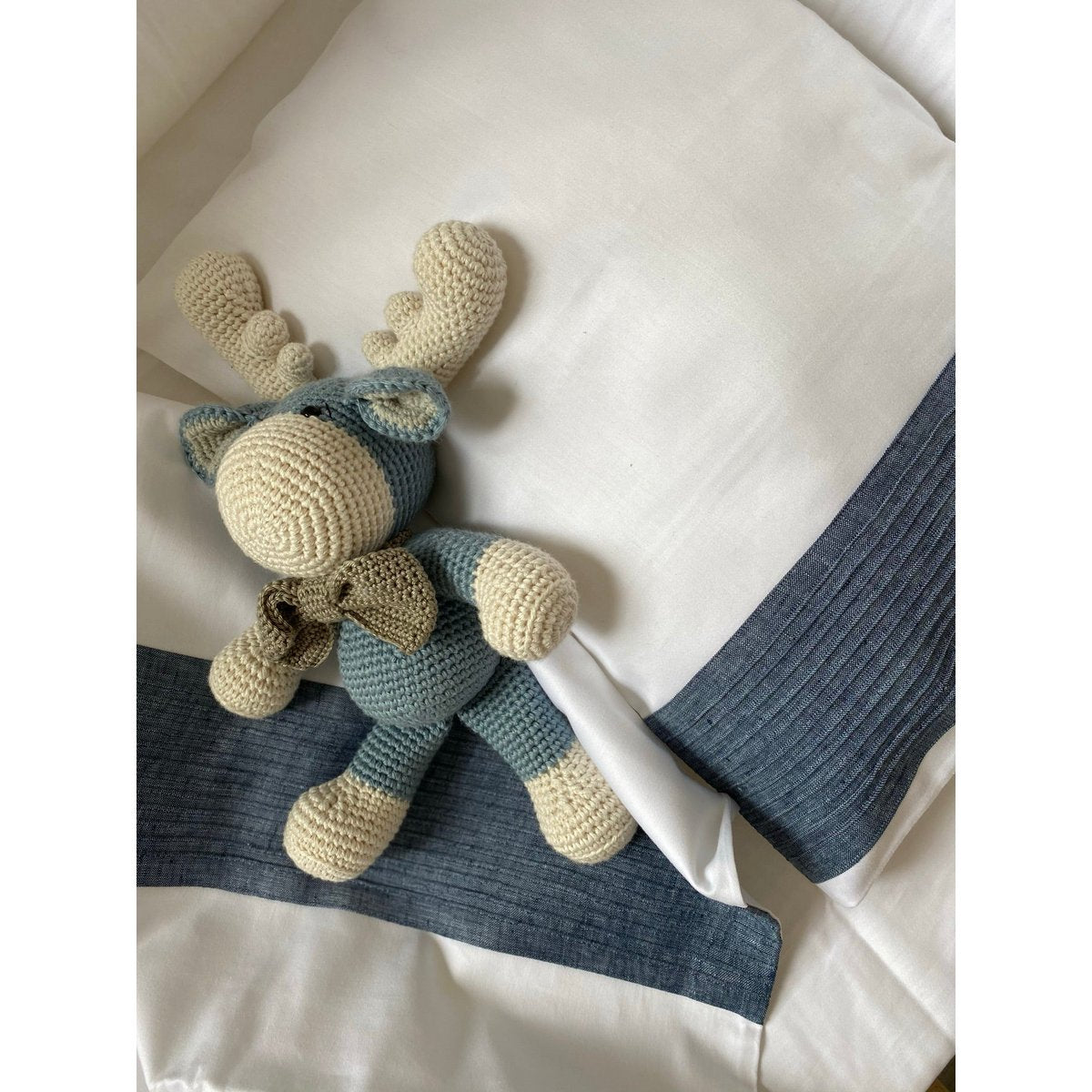 Beddengoed set 100x150 cm katoen satijn linnen blauw