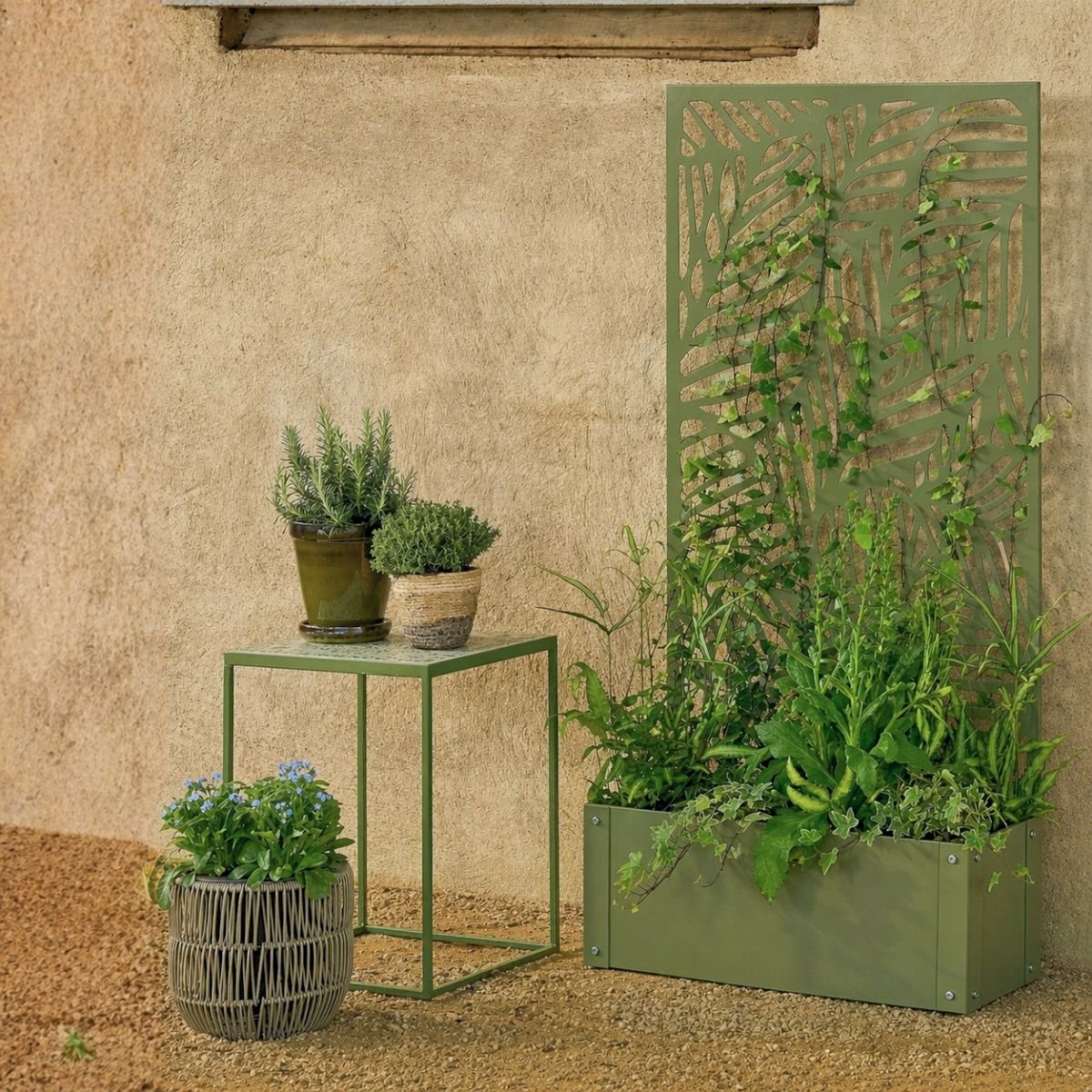 Plantenstandaard 57,5x21x118 cm groen ijzer