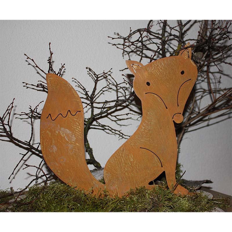 Vos decoratie 30x30 cm metaal roestkleurig