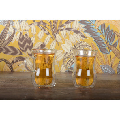 Dubbelwandige theeglazen 200ml set van 2 transparant