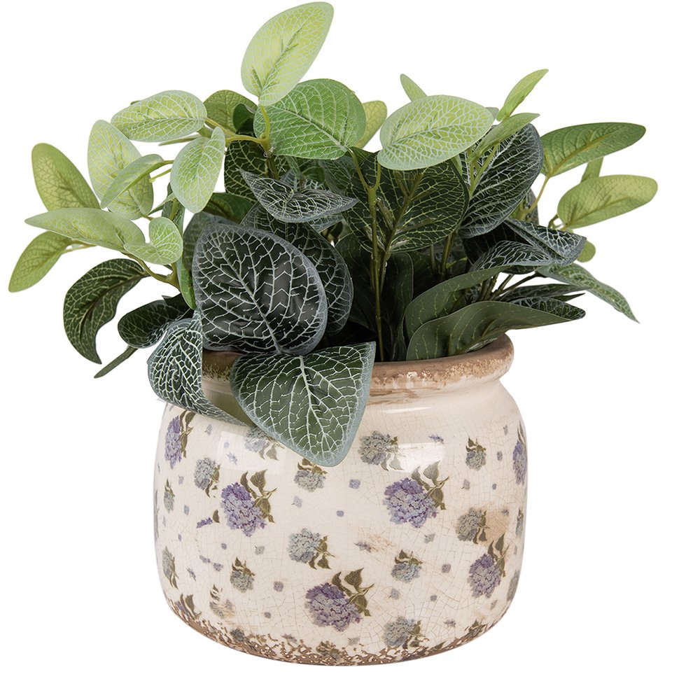 Bloempot Ø 20x15 cm keramiek beige blauw