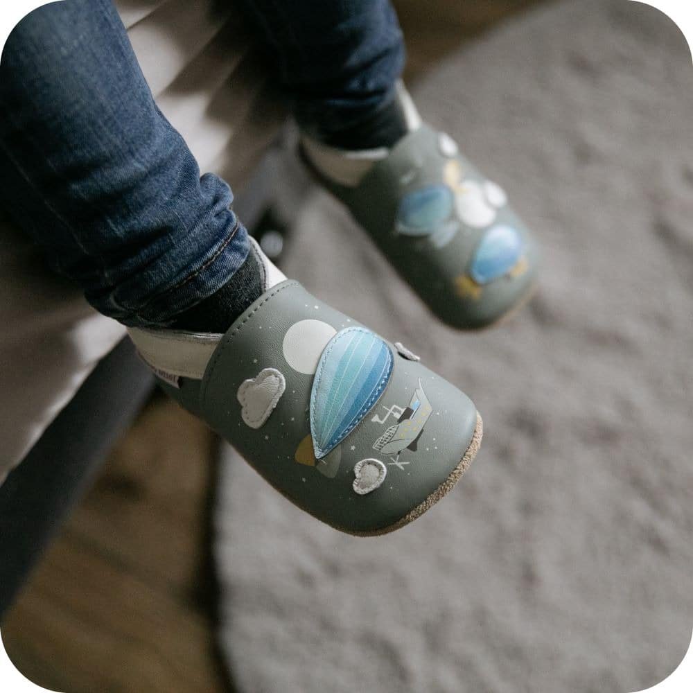 Babyslofjes leer suède zool 0-6 mnd